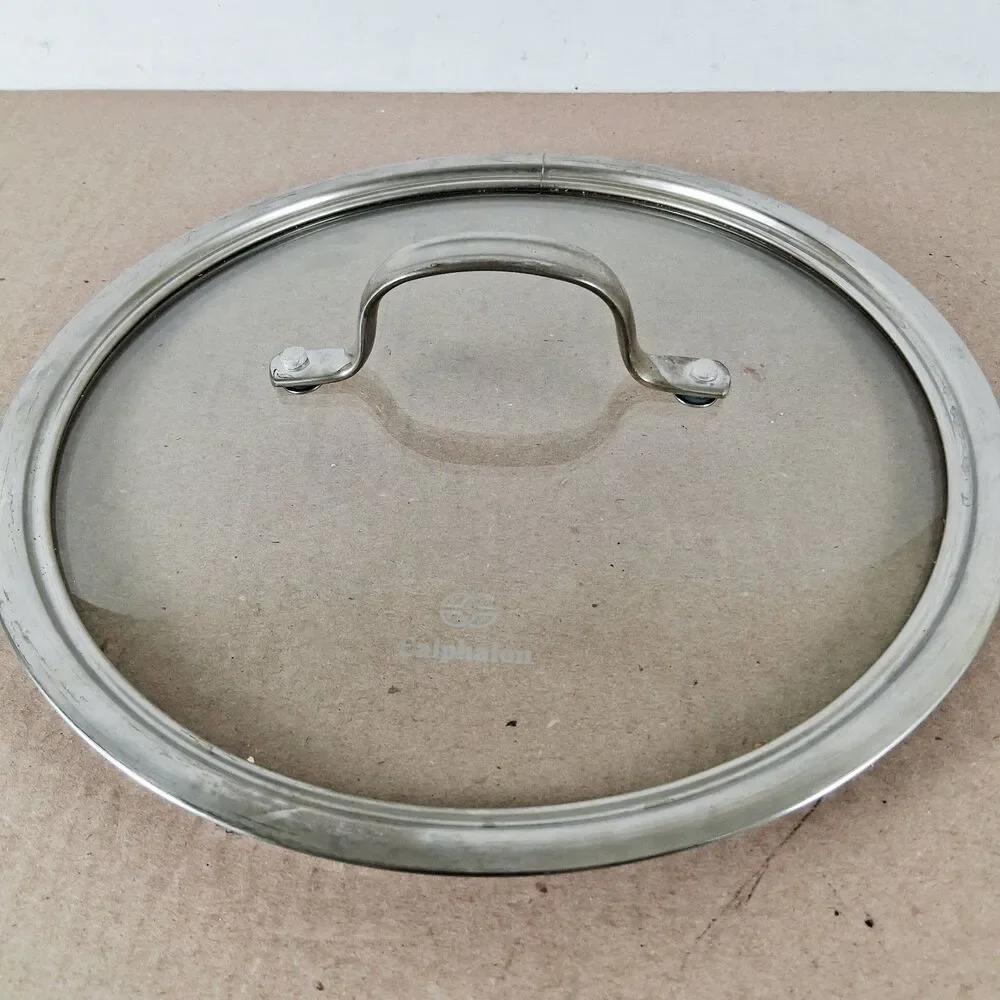 Calphalon Tempered Glass Lid 10 Stainless Steel Rim Handle Replacement Lid Only
